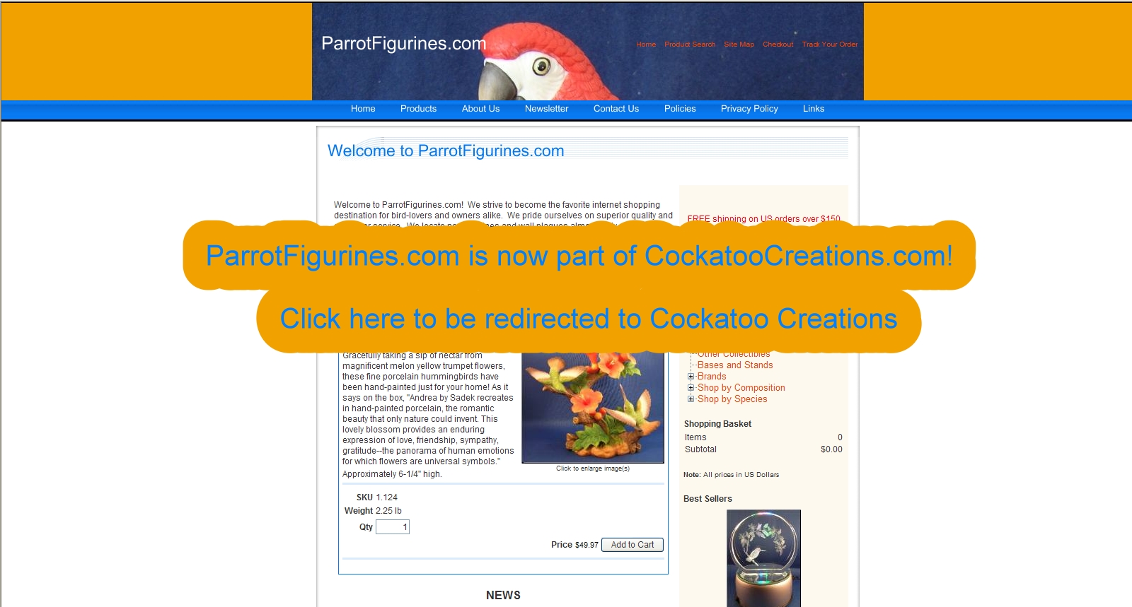 ParrotFigurines.com is now part of CockatooCreations.com!